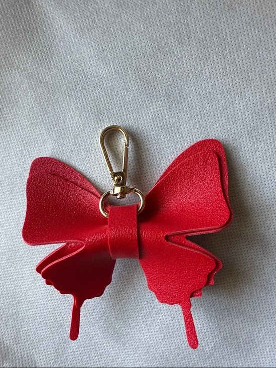 Lovely Bag Charm or Keychain - Red Butterfly Vegan Leather Gold Hardware NWT - Picture 6 of 8